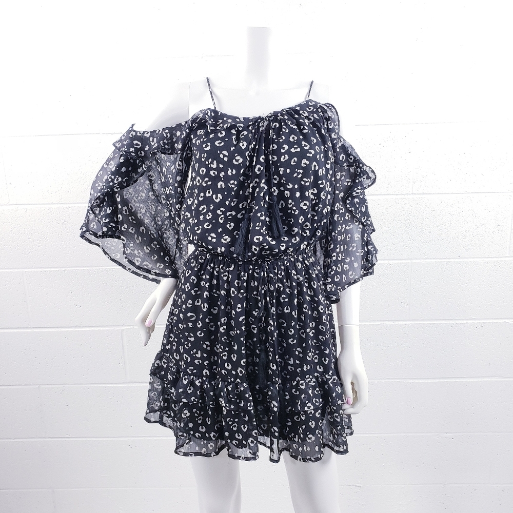 Shop Neighbor Womens Off Shoulder Chiffon‎ Ruffle Mini Dress Black Size Small